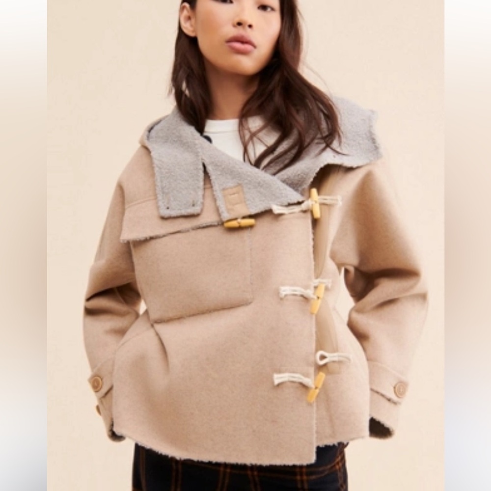 Free people slouchy hooded duffle jacket